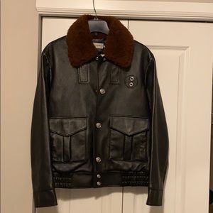 Black leather Coach Sheriff Jacket w/removable fur